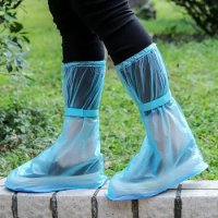 1PC Waterproof Reusable Thicken Protector High-Top Anti-Slip Shoes Boot Cover Unisex Ribbon Rain Shoe Cover Rain