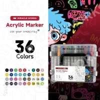 MIRACLE WORKS 12/24/36/48/60/72/96/120 สี ปากกาอะคริลิค 2 หัว Dual-tip Acrylic Marker ชุดปากกามาร์กเ