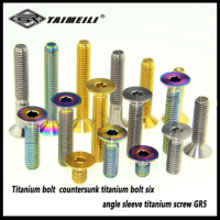 Titanium bolt M6X10/15/20/25/30/35/40mm countersunk titanium bolt six angle sleeve titanium screw GR5