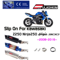 Slip On For Kawasaki Z250 2008-2015 Ninja 300 2013-2016 Ninja 250R 2008-2016 Motorcycle Exhaust Muffler Full System middle pipe