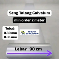Seng Talang Galvalum Lebar 90 cm (meteran) Anti Karat Seng Plat Tebal 0.35 mm (lebar 90 cm, panjang 
