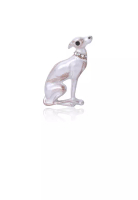 ZITIQUE Simple and Cute White Dog Brooch with Cubic Zirconia - Luxurious Look