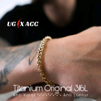 Gelang Pria Wanita Titanium Anti karat Motif Kelabang Gold Emas Gelang Monel