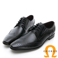 GEORGE 喬治皮鞋 商務系列 雕花綁帶紳士皮鞋-黑615011BW-10