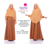 RAUNA GAMIS RK 126 KUNING BAHAN MARCELA GAMIS SET SYARI PLUS HIJAB INSTANT