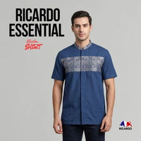RICARDO baju koko bordir lengan pendek navy BBP 32527 XL