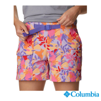 【Columbia 哥倫比亞 官方旗艦】女款-W Summerdry™UPF50防潑短褲-桃紅印花(UAR24690FR)