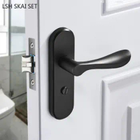 Modern Aluminium Alloy Bathroom Door Lock Keyless Single Tongue Lockset Indoor Mute Door Locks Household Hardware Fittings