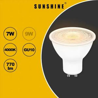陽光 - 透明罩款 LED燈膽(GU10射膽) - 7W / GU10 / 米光4000K / AC220V (不可調光暗) #LED燈泡 #LED射膽 #LED射燈 (LGU10F-7C-C)