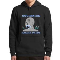 Govern Me Harder Daddy Meme Hoodie Funny Anti Vaxxer unvaccine Joke Sarcasm Sweatshirt Tops Oversized Men's Pullover