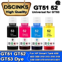 Refill Dye Ink for hp GT51 GT52 GT53 GT5810 GT5820 For HP Smart Tank 450 455 500 510 515 516 519 530 559 570 610 615 651 printer