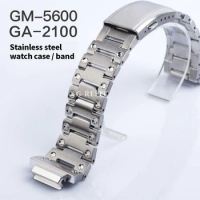 G-Refit GM-5600 GA-2100 Metal Watch band bezel Strap Camouflage Stainless Steel Watchband Frame Bracelet with Repal tools