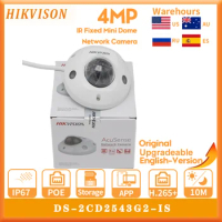 Original Hikvision 4MP H.265 IR POE IP Camera DS-2CD2543G2-IS Audio I/O Surveillance CCTV IP WDR IR Mini Dome Network Camera