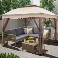 11'x11' Pop Up Gazebo for Patios Gazebo Canopy Tent with Sidewalls Outdoor Gazebo with Mosquito Netting Pop Up Canopy Shelter