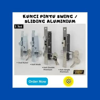 Kunci Pintu Swing Sliding Aluminium 1 Set Kecil 5123 4123 WELDOM Untuk Pintu Aluminium Double Kait P