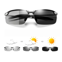 Photochromic Sunglasses Men Polarized Driving Chameleon Glasses Male Metal Frame Sun Glasses Day Night Vision Eyewear UV400