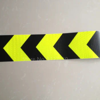 10cm*5m Fluorescent Yellow&amp;Black Arrow Safety Reflective Warning Self adhesive Tape Sticker for Road Street Stair Way Garage