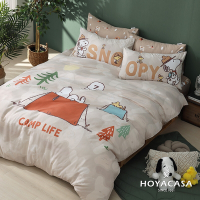 【HOYACASA 】x史努比聯名系列-特大吸濕排汗天絲兩用被床包四件組-露營趣