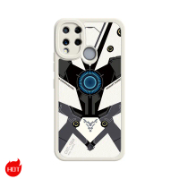 Teknologi sarung telefon Realme C15, kalis kejutan, kulit kambing, Mech (RealmeC15, putih, hitam, hi