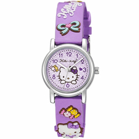 HELLO KITTY 凱蒂貓生動迷人立體圖案手錶-紫/27mm