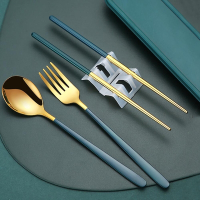 EZlife 304不鏽鋼歐式鈦金四件餐具組