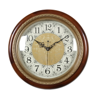 TQJ歐式實木單面掛鐘純銅時鐘表創意掛表客廳臥室靜音壁掛鐘