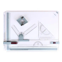 Architect A3 Drafting Drawing Board Ruler Table Adjustable Angle Art Draw Tool Set with 2 Parallel Rulers and Corner Clips