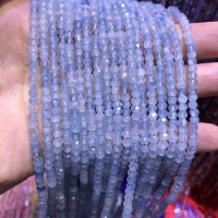 Natural Aquamarine Beads,3mm Micro Faceted Tiny rondelle Beads, Roundel Spacer beads ,Stone faceted seed beads,15.5"/string