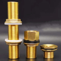 1/2" 3/4" 1" Male Nipple Brass Water Tank Joint Accessories Lengthen 50-100mm Through Plate Joint Adapter Coupler Connector