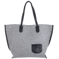 Longchamp ESSENTIAL 灰色羊毛氈口袋大型購物托特包