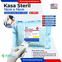 Kasa Steril Gunamed 16cm x16cm isi 50pcs ukuran lipatan kasa 4cm x 6cm / lock cutting system
