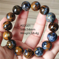 Natural Blue Yellow Pietersite Round Beads Bracelet Stretch Jewelry Pietersite Healing Stone From Namibia Women Men AAAAAA