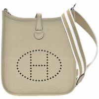 【Hermes 愛馬仕】經典 Evelyne 16 系列小牛皮鏤空洞H LOGO肩背包(迷你-瑪爾法色H084554CK-MARFA)