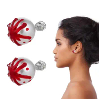 Halloween Stud Earrings Bloody Chic Faux Pearl Earrings Ear Studs For Women Men Simulated Pearl Earring Stud Women Girl Jewelry