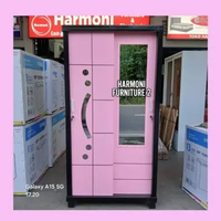 LEMARI PAKAIAN SLEDING 2 PINTU MULTIPLEK FREE ONGKIR SERANG KOTA PINK