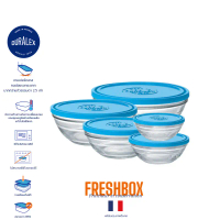กล่องถนอมอาหาร ฝากลม สีฟ้า Duralex Freshbox Rond with blue lid ไมโครเวฟได้ รับประกันฝาตลอดอายุการใช้