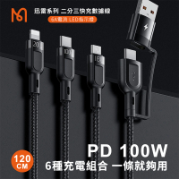 【Mcdodo 麥多多】迅雷系列 二分三快充充電線/傳輸線(Lightning/Type-C/MicroUSB)