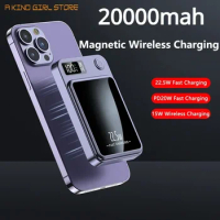 20000mAh Magnetic Qi Wireless Charger Power Bank 22.5W Fast Charging for iPhone 14 13 12 11 Samsung Huawei Xiaomi Mini Powerbank
