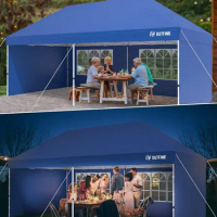 OUTFINE Canopy 10'X20' Up Canopy Gazebo Commercial Tent with 4 Removable Sidewalls, Stakes X12, Ropes X6 for Patio Outdoor P