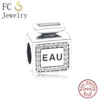 FC Jewelry Fits Original Brand Charms Bracelet 925 Silver Scent Eau Perfume Mix Clear CZ Beads Pendant for Making Berloque DIY