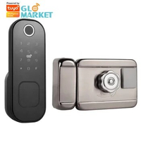 Glomarket Smart Home Waterproof Smart Electric Rim Lock with Tuya APP Control WIFI Outdoor Gate Door Fingerprint Smart Lock