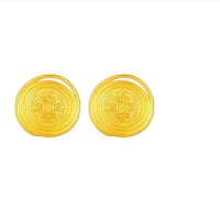 Pure 24K Yellow Gold Earrings Women 999 Gold Growth Ring Stud Earrings