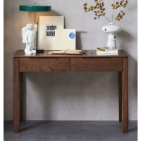 【橙家居·家具】/預購/挪威系列胡桃色1.0米雙抽書桌A款 NW-A4161(預購品 工作桌 辦公桌 桌子 實木桌)