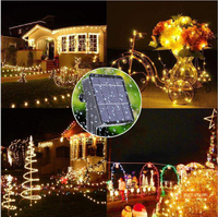 太陽能燈串PVC軟線銅線燈10米100燈防水庭院草坪燈✅特惠 兩件免運
