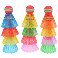 6PCS Durable Colorful Plastic Badminton Shuttlecocks Flying Stability Badminton Balls In/Outdoor Sports Badminton Accessories