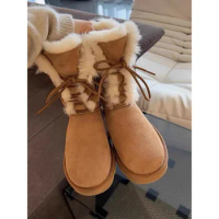 Fashion Women Short Plush Warm Snow Boots Casual Shoes 2024 New Suede Fur Chelsea Ankle Boots Flats Platform Ladies Shoes Botas
