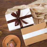 20pcs/50pcs Customer Gift Box Kraft Large Gift Packaging Box With Ribbon White Gift Packing Boxes Cardboard Paper Carton Box