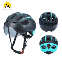 Cycling Helmet With LED Rear Light Magnetic Goggle Bicycle Helmet Light Men Women MTB Road Bike Helmet Sport Safety Protective