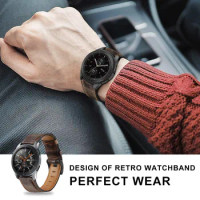 22mm Retro Leather Strap For Samsung Galaxy Watch4 3 45mm 46mm Huawei Watch Bend GT/2/2e/pro 46mm Huawei Watch 2 Classic