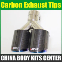 1Piece For Akrapovic Car Carbon Fiber Muffler Tip Y Shape Double Exit Exhaust Pipe Mufflers Nozzle Decoration